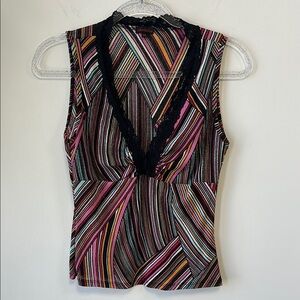 Shameless Sz XL Black and Red Groovy Fitted Top